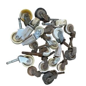 Antique Vintage Furniture Caster Wheels Set of 20 Metal and Plastic